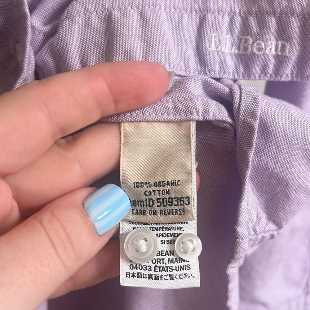 ✨L.L.Bean Organic Cotton Button-Down Lavender Sz Large Shirt✨ - Picture 6 of 9